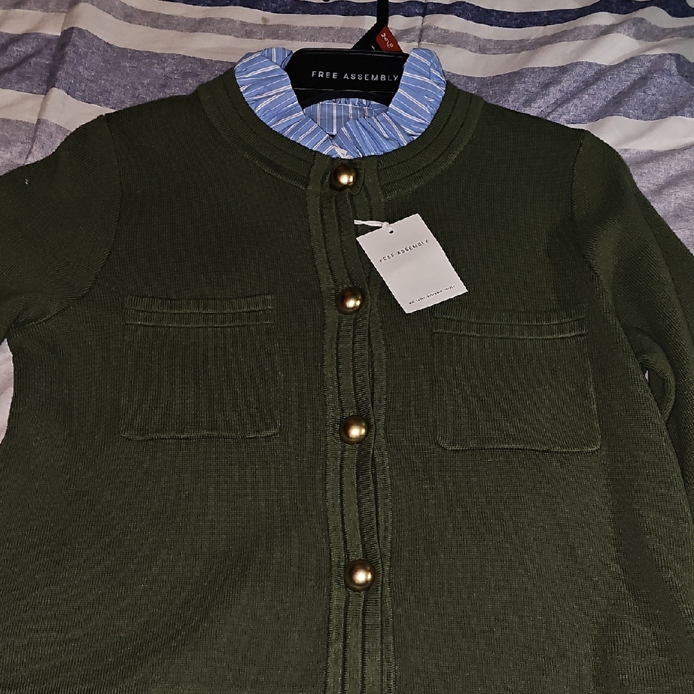 Free Assembly Women's Olive Cardigan Sweater